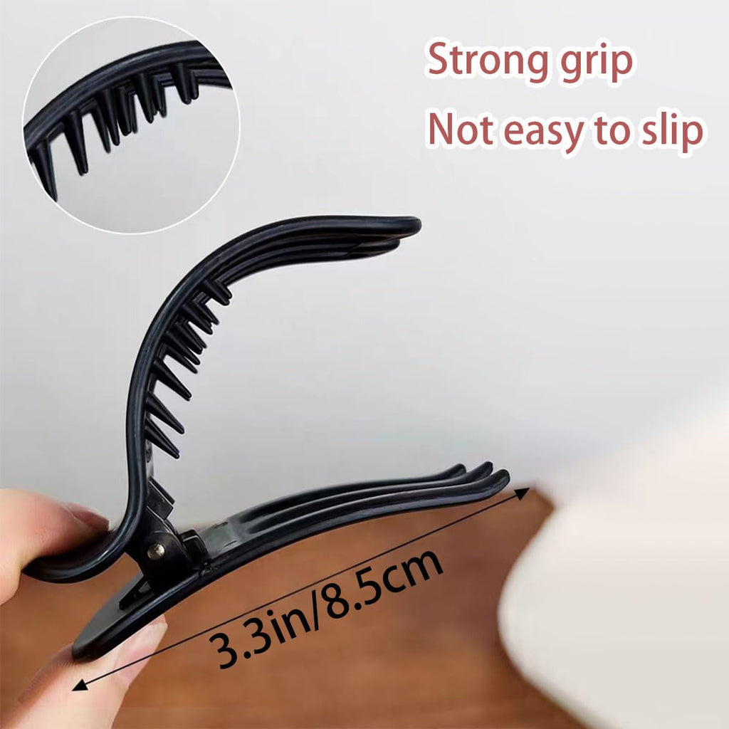 ZOUYUE 4 PCS French Flat Hair Clips for Women, 3.54 Inch Curved Hair Claw Clips Alligator Hair Barrettes Volume No Slip Grip Strong Hold Banana Hair Clamps Jaw Clips Styling Hair Accessories