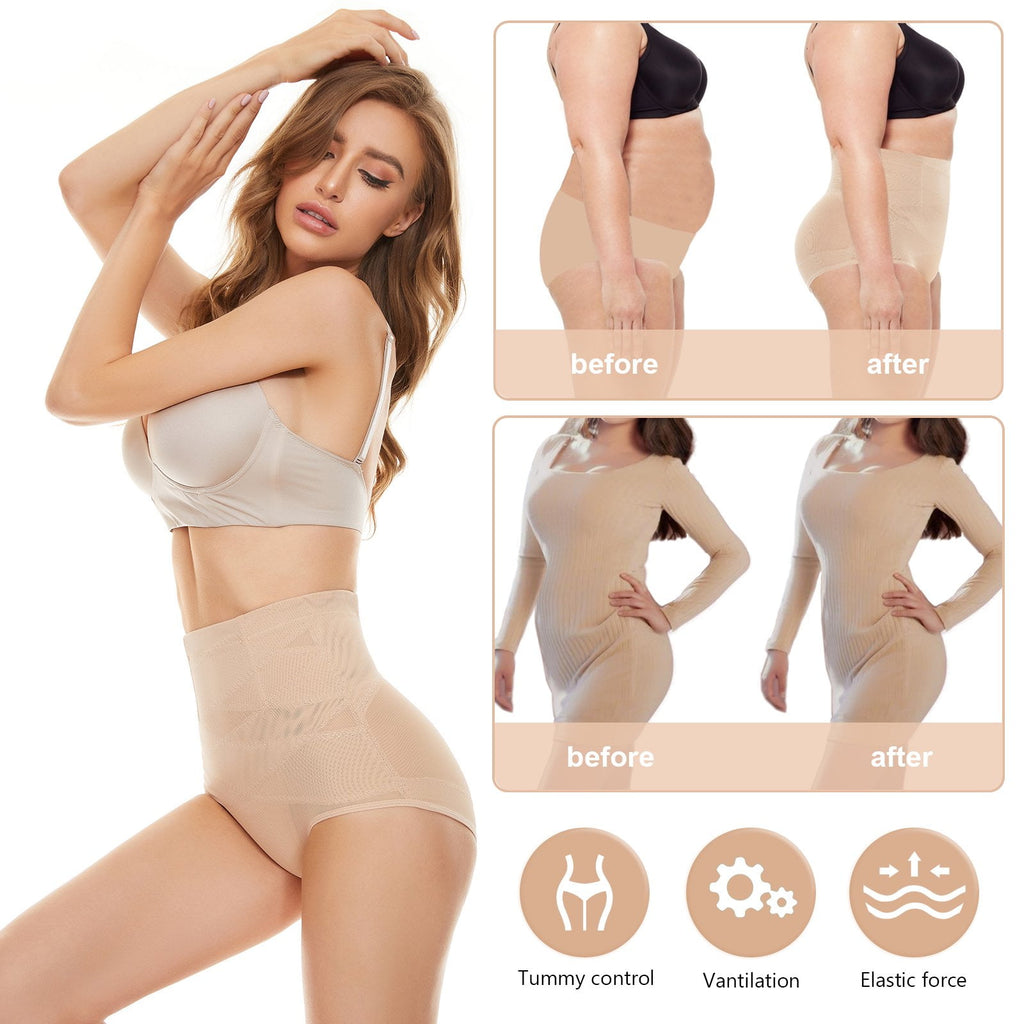 2 Pack Double Tummy Control underwear for women£¬ Womens Waist Trainer Body Shaper High Waisted Shapewear