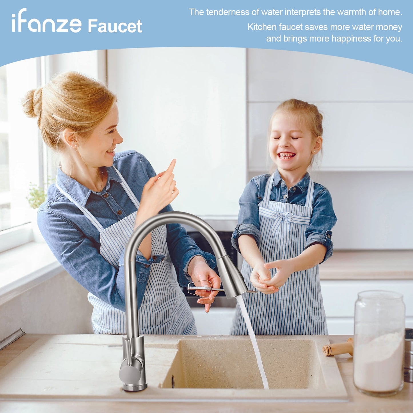 Kitchen Faucets, Brushed Nickel Kitchen Faucet with Pull Down Sprayer, High Arc Single Handle Stainless Steel Sink Faucets