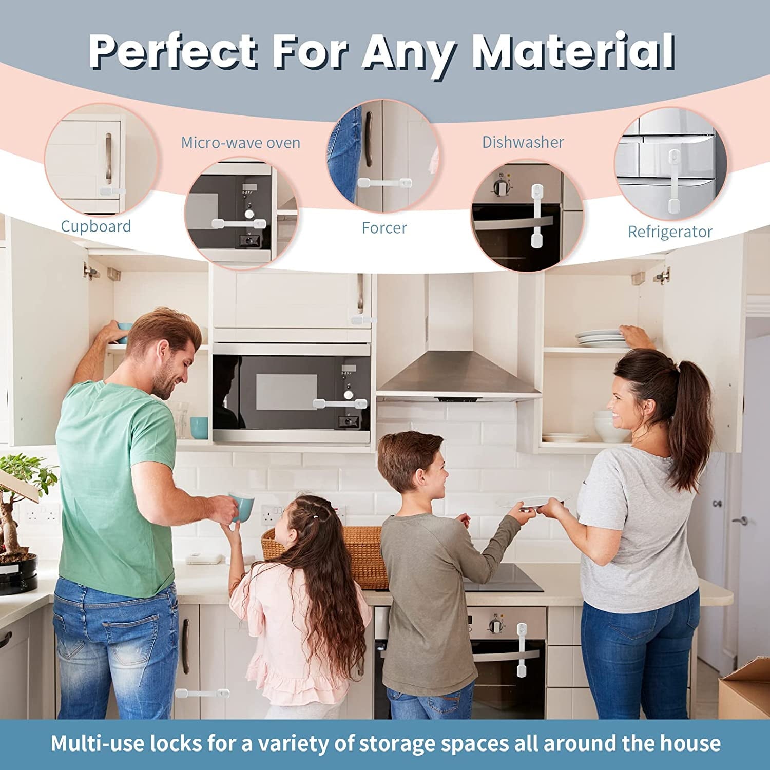 10 Pack Baby Safety Straps Locks, Multi-Use Childproofing Baby Proofing Cabinet Latches Lock, Adjustable Strap,No Drilling Required,Easy Installation,White