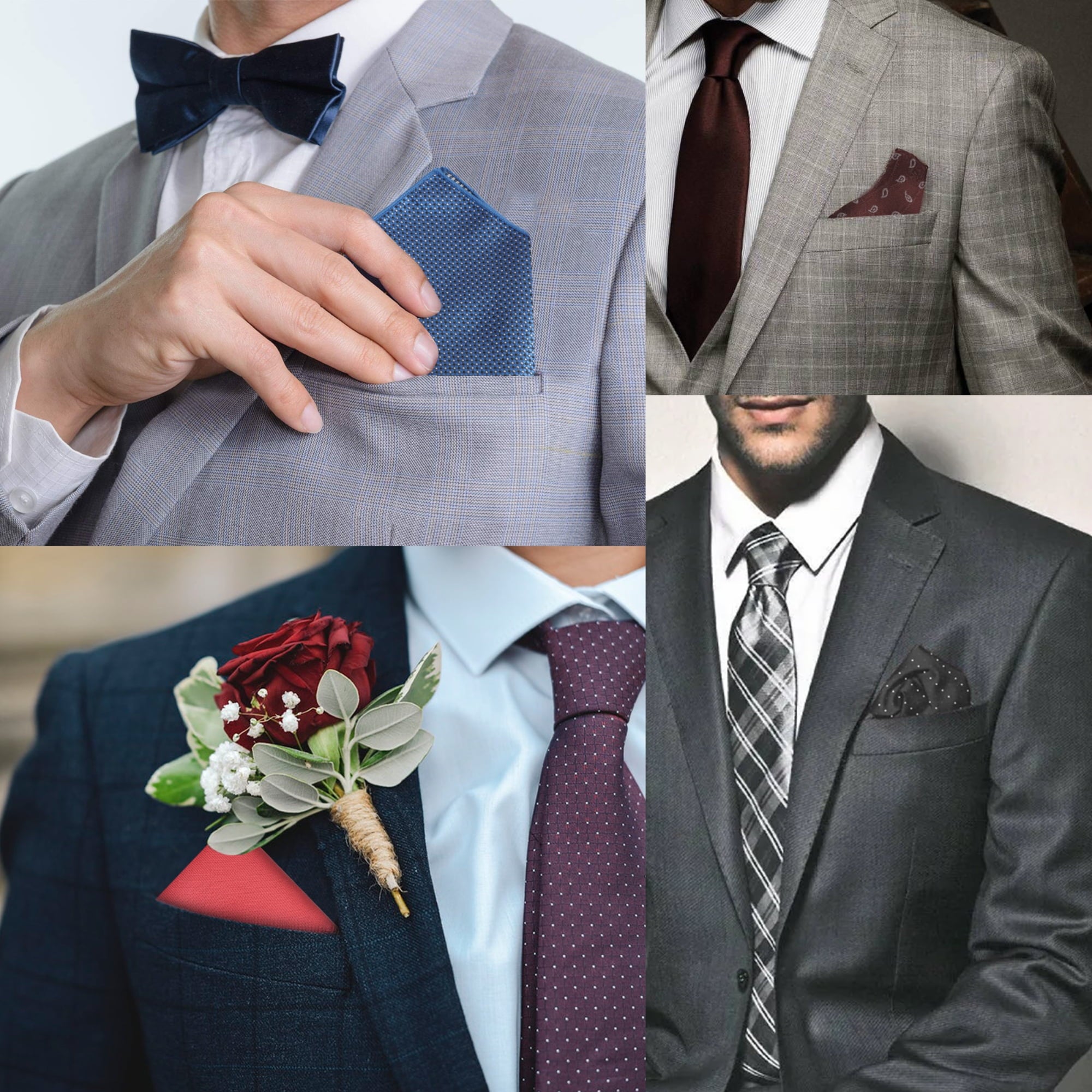 10pcs Men's Pocket Squares, DISEN Soft Polyester Handkerchiefs, Classic and Vintage Hankies for Wedding, Party, 9x9