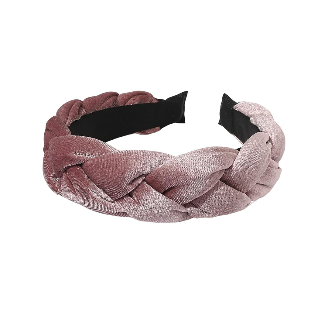 Braided Twist Elastic Non-Slip Elegant Women Headband Solid Color Wide Heightened Velvet Hair Hoop Hair Accessories Velvet