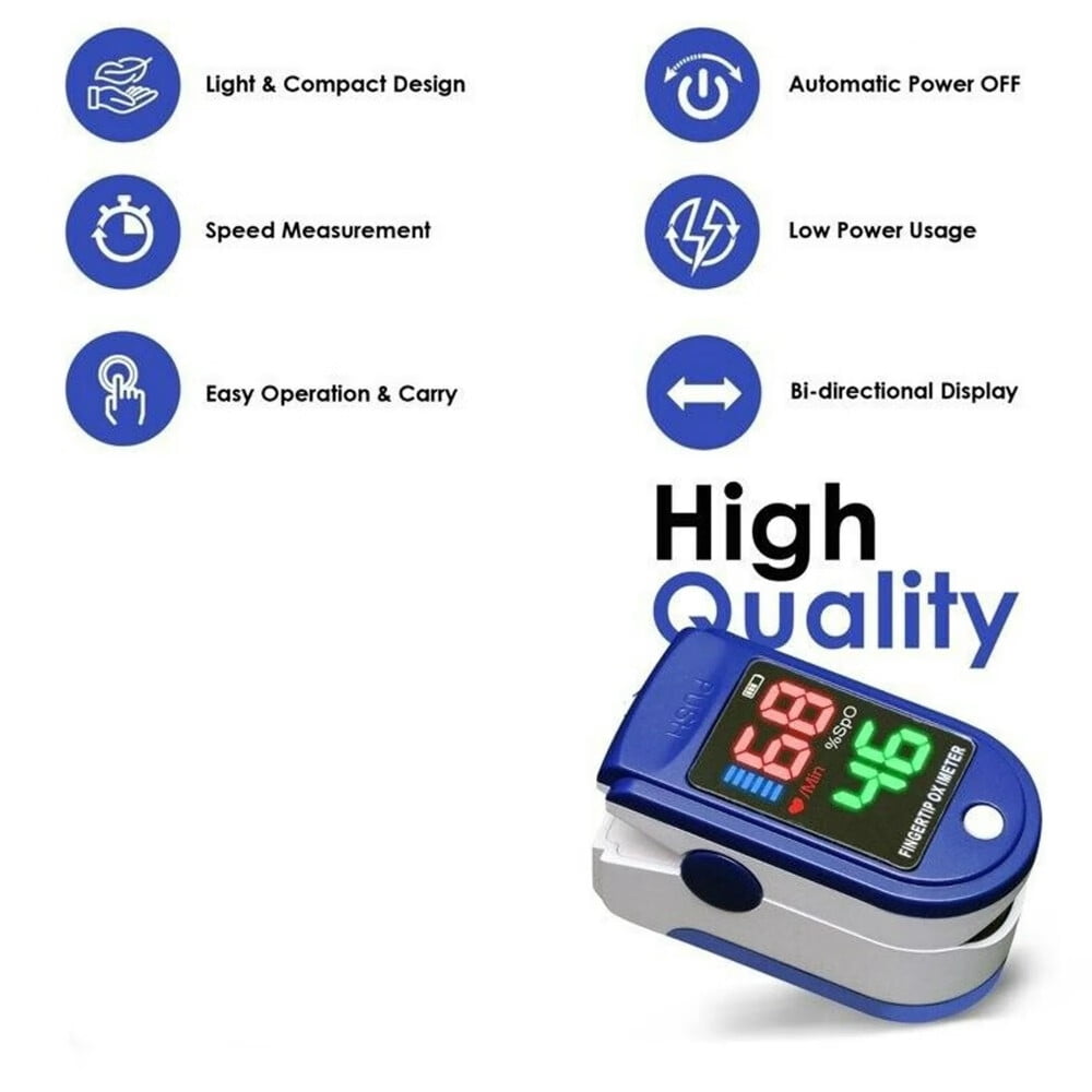Finger Pulse Oximeter,Larger Display Blood Oxygen Saturation Monitor with Heart Rate Tracker,Pulse Oximeter Fingertip with Lanyard,Navy Blue