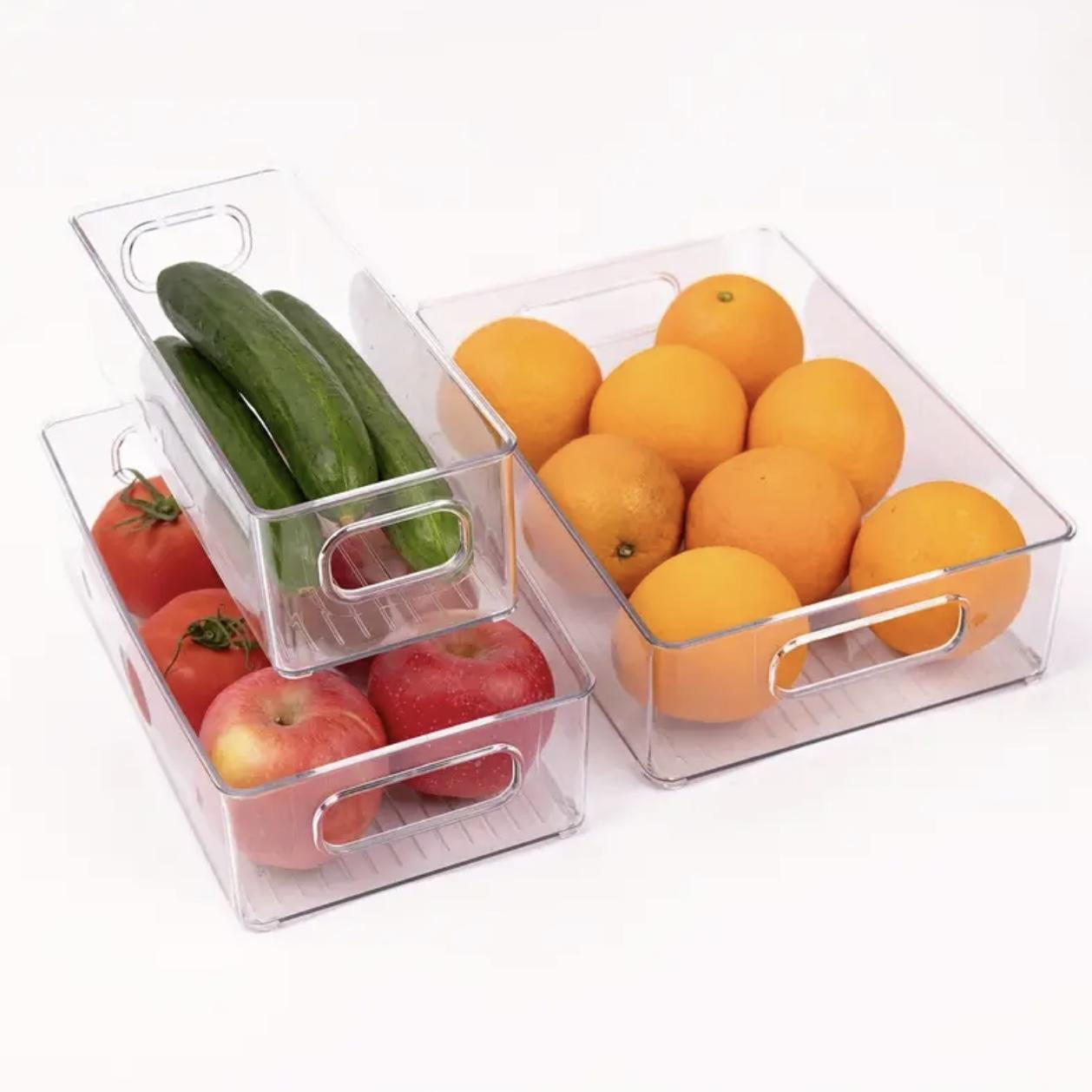 3Pcs Refrigerator Organizer Bins, 3 Sizes Stackable Clear Pantry Organizer  with Handles for Fridge, Freezer, Shelves, Drawer, Snack Organizer for Home & Kitchen,boxes,containers Plastic,Set