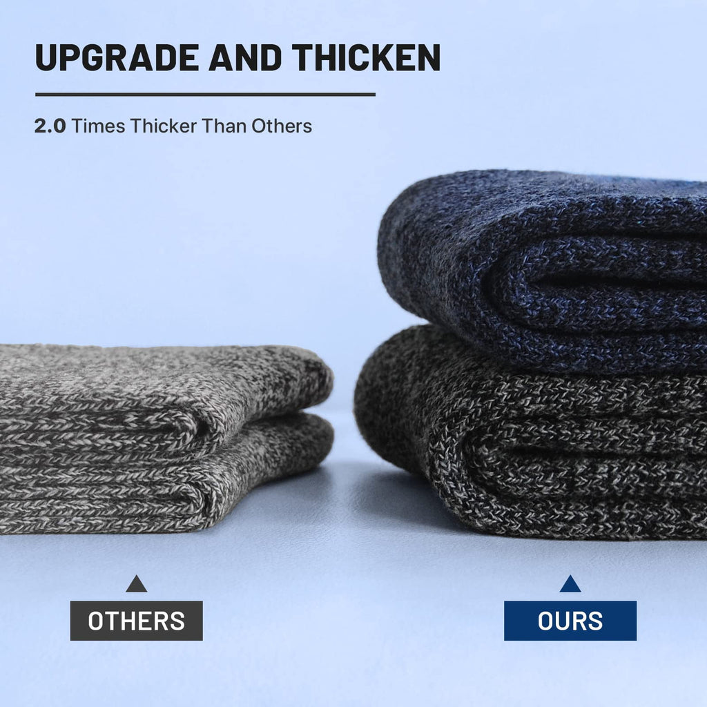 Merino Wool Hiking Socks 5 Pairs for Men & Women Thermal Winter Warm Moisture Wicking Cushion Boot Socks