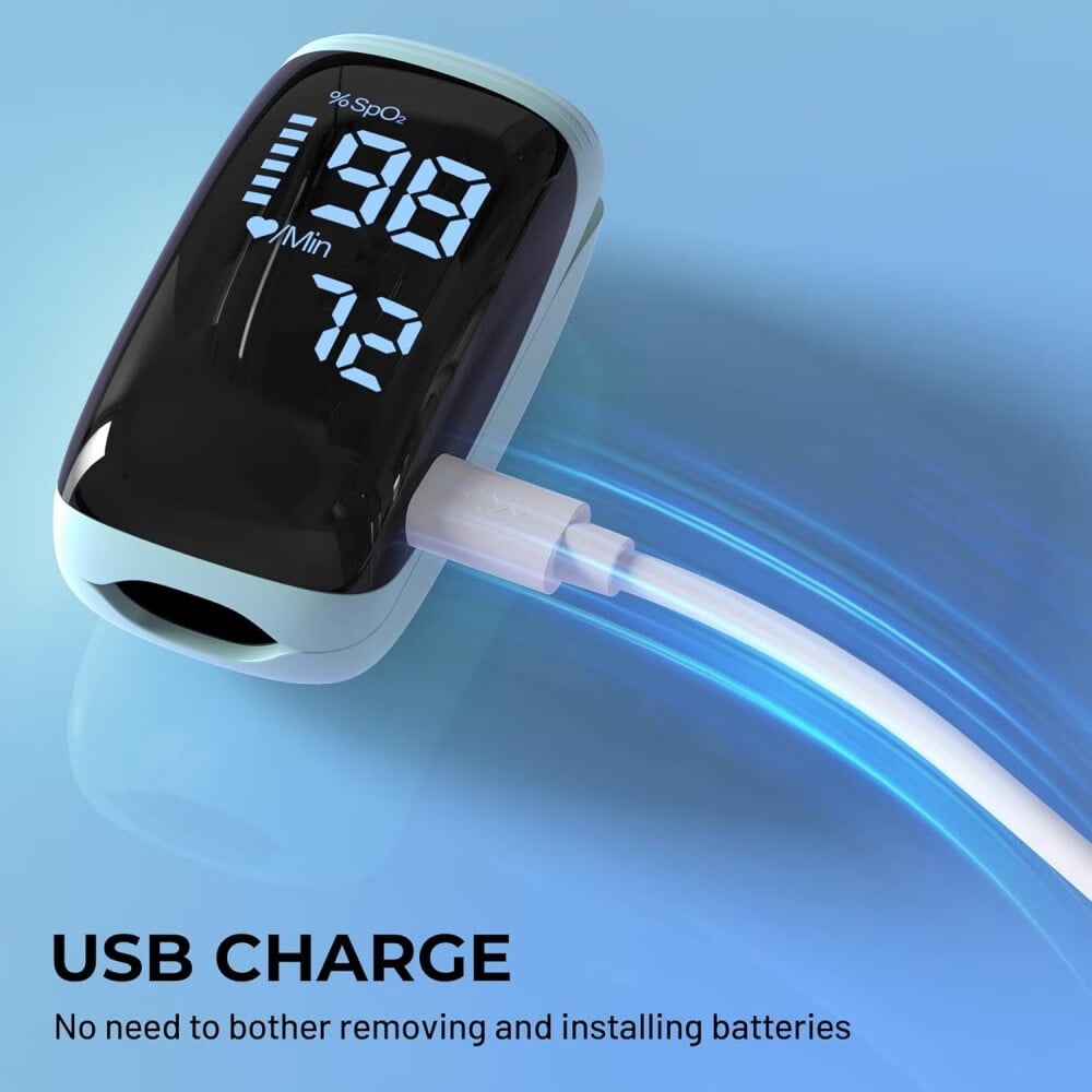 Finger Pulse Oximeter, Blood Oxygen Meter, Oxygen Meter Finger Pulse Oximeter, Accurate Fast Oximetry SpO2 Reading for Outdoor Sports Home Wide Use