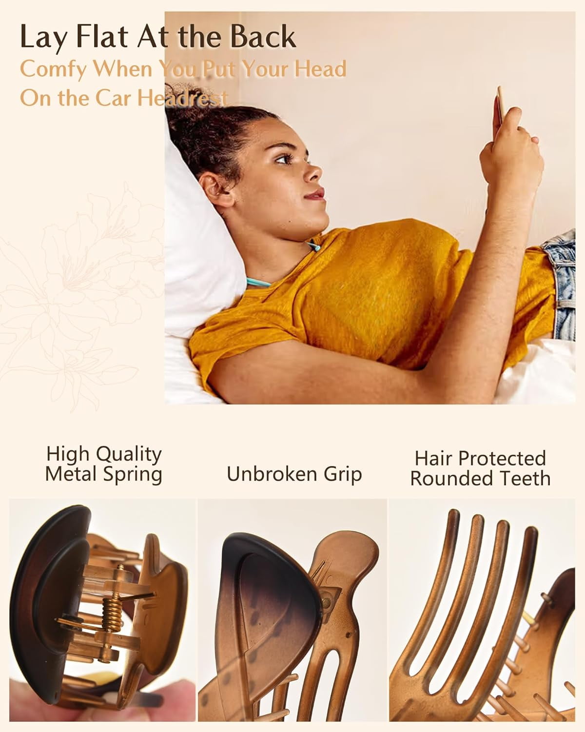 French Concord Hair Clip Flat Hair Clips for Women and Girls - Stylish Hair Clips for Thick Hair Hair Banana Barrettes for Styling Hair Accessories for Women (Pack of 2)