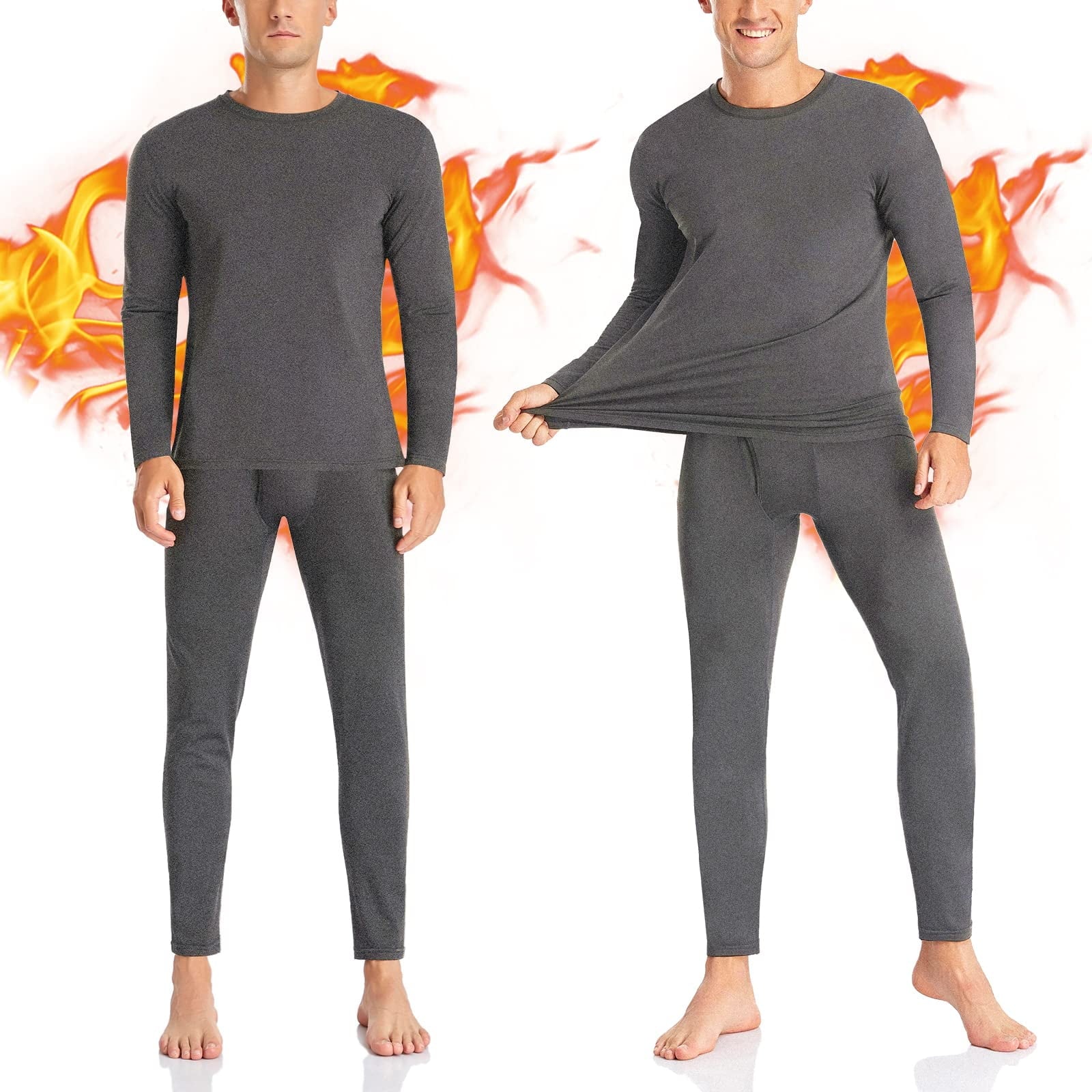Men's Winter Thermal Top and Bottom with Fleece Lined Base Layer Set Top