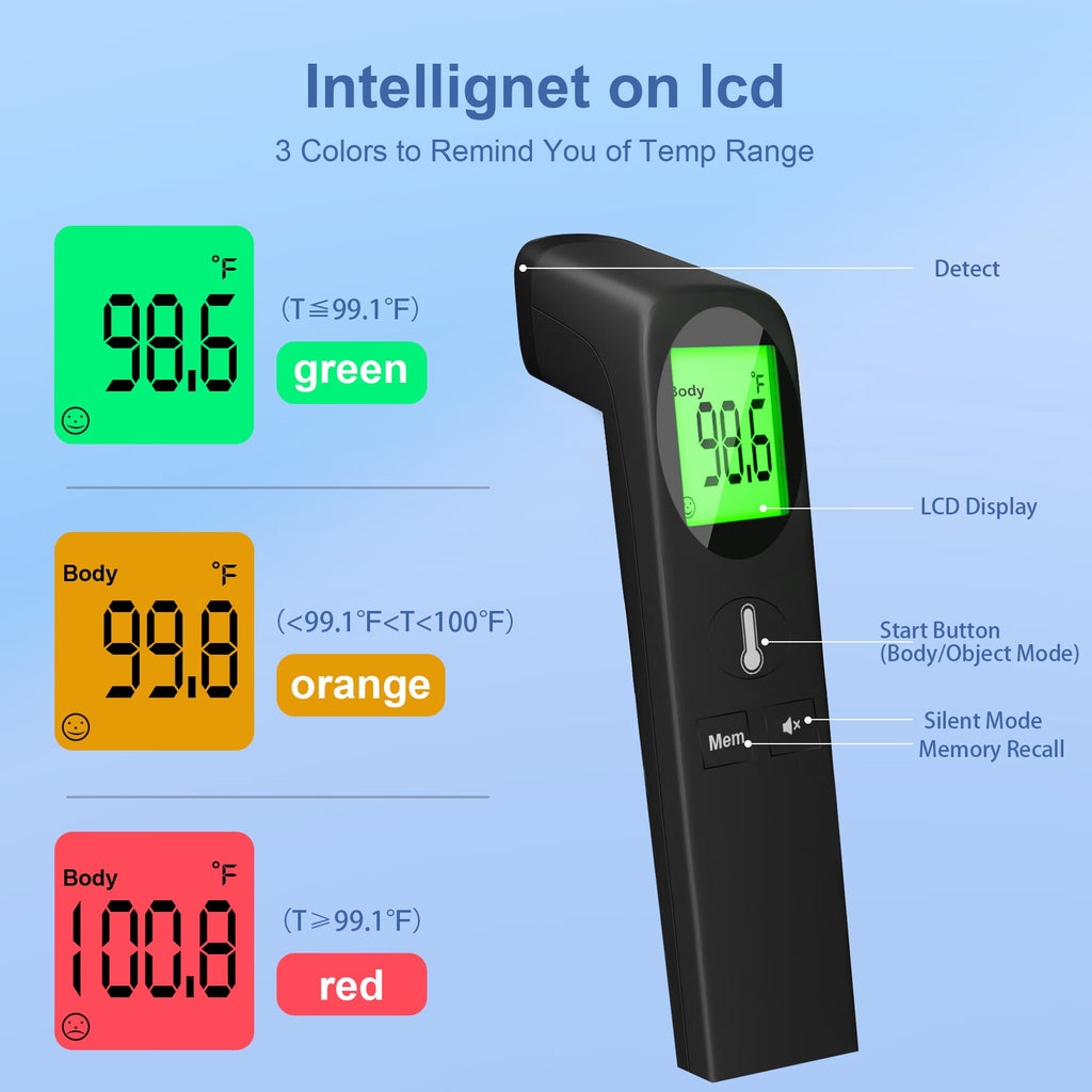 DISEN Forehead Thermometer for Adults and Kids,Baby Thermometer with 35 Memory & Mute Function,No-Touch Infrared Thermometer with LED Display, Ideal for the Whole Family