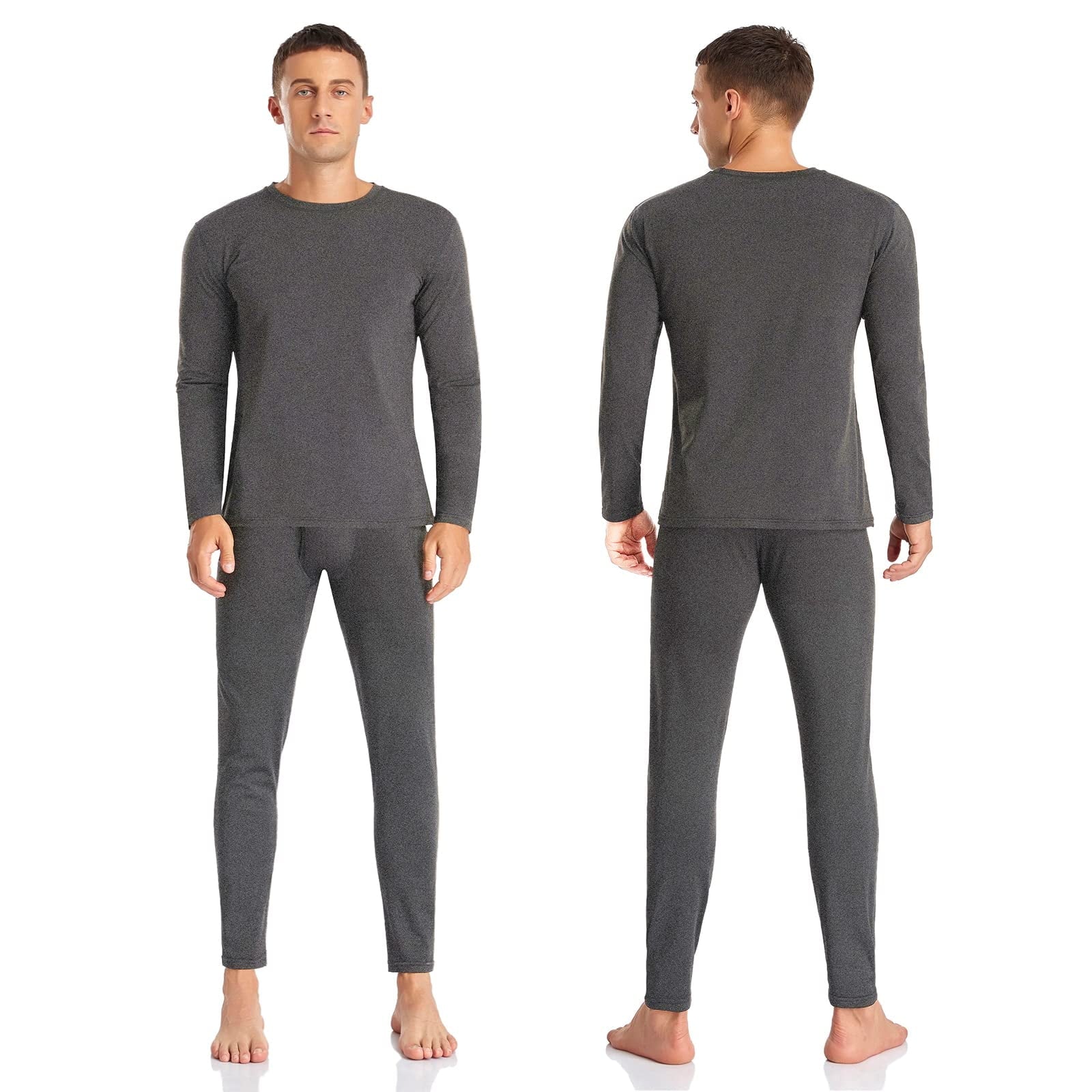 Men's Winter Thermal Top and Bottom with Fleece Lined Base Layer Set Top