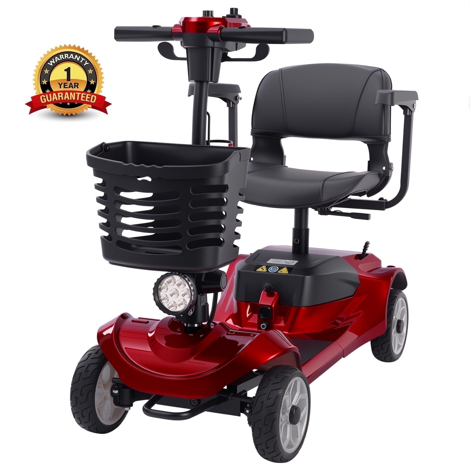 Mbxcooter 15 Miles 4-Wheel Mobility Scooter for Adults/Seniors, Foldable Compact Elderly Scooter with Removable Basket, Cup Holder, 350W Powered Electric Wheelchair Device w/360WH Battery