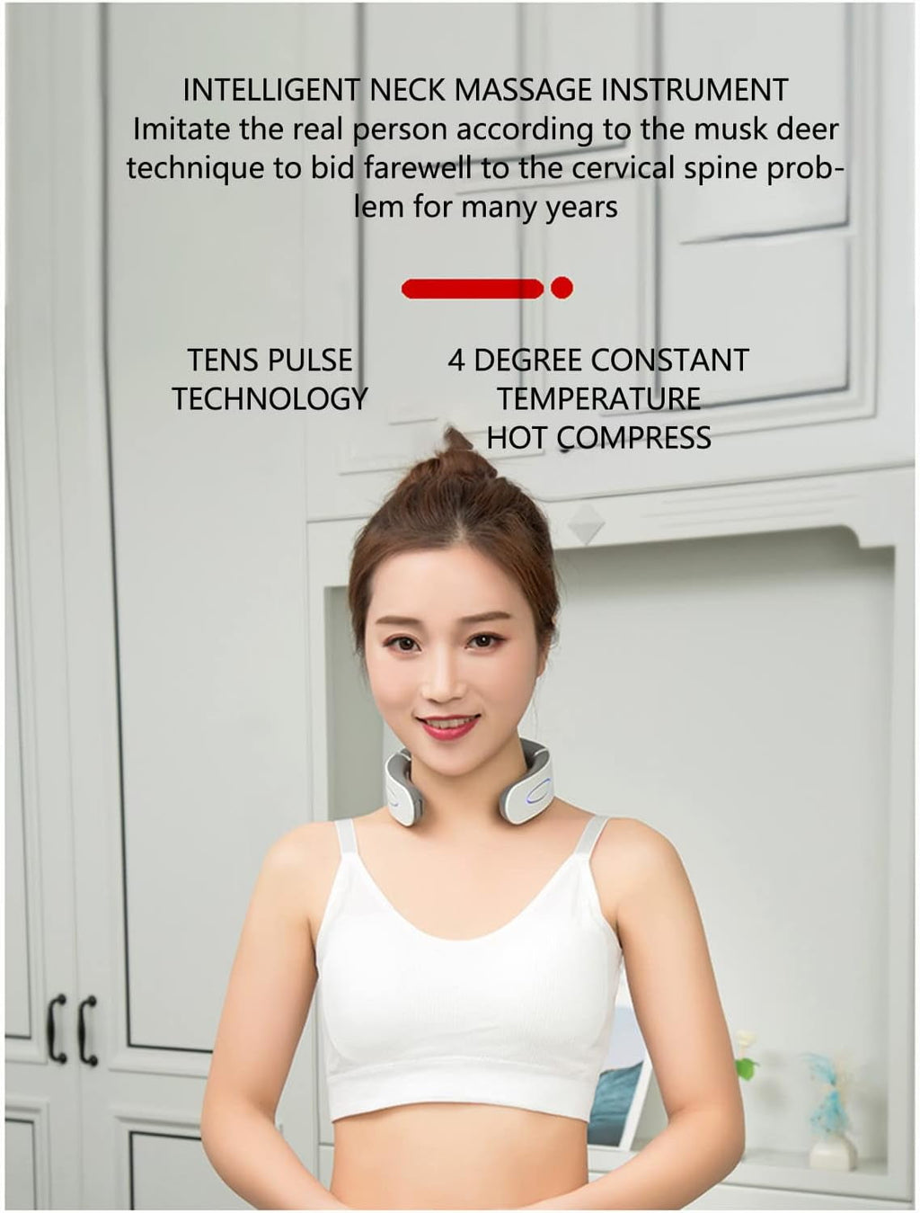 Cervical Spine Massager, USB Charging Neck and Shoulder Physiotherapy Instrument Massager, 6 Kinds of Massage Modes, for Home, Office, Business Traveling