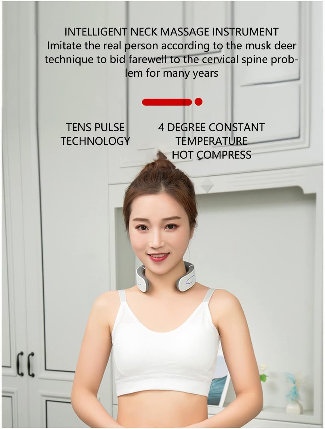 Cervical Spine Massager, USB Charging Neck and Shoulder Physiotherapy Instrument Massager, 6 Kinds of Massage Modes, for Home, Office, Business Traveling