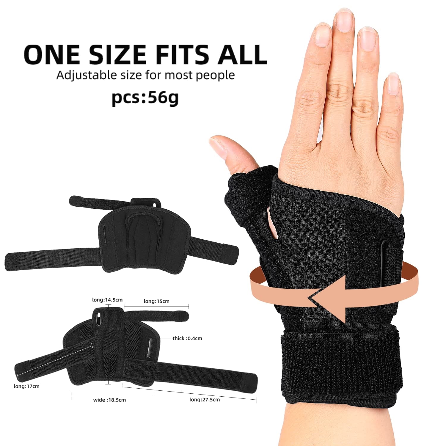 Thumb Splint & Wrist Brace, Wrist Support for Tendonitis, Arthritis,Trigger Thumb Relief Pain Fits Men and Women
