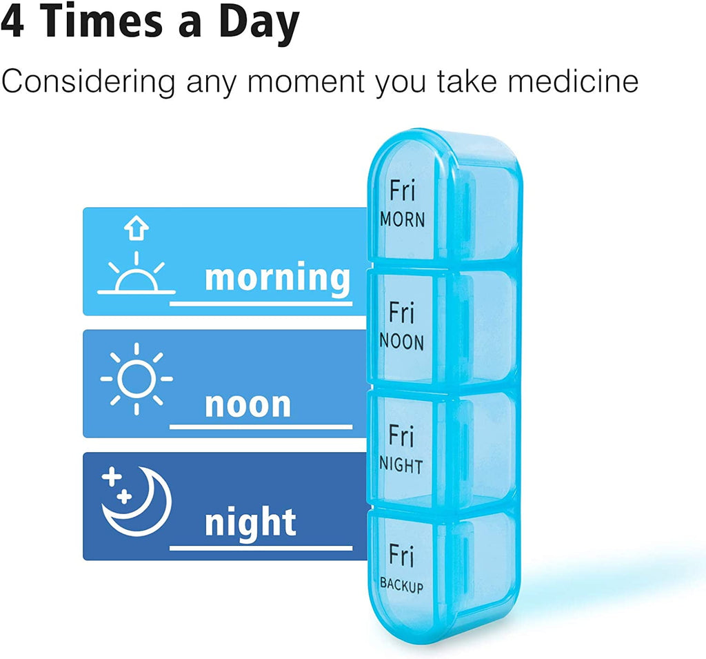 TIFOR Pill Organizer 4 Times a Day, Daily Pill Box Organizer, Large Weekly Medicine Pill Organizer, Pill Cases Organizers 7 Day, Pill Boxes 7 Day to Hold Vitamins, Medication