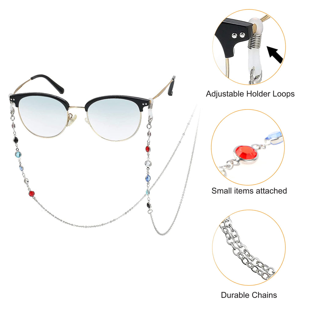 6pcs Glasses String Holder Straps, DISEN Beaded Eyewear Retainer, Eyeglass Necklace Cord Chain