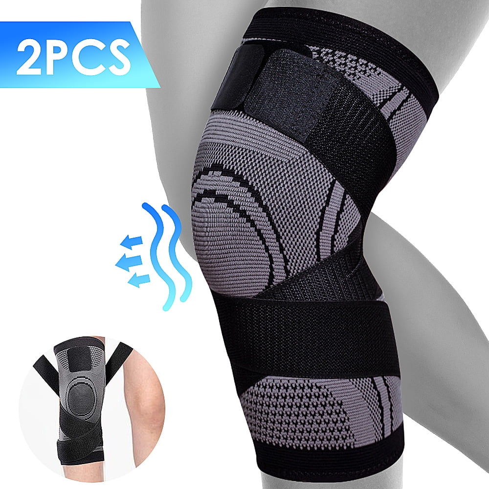 DISEN 2 Pack Knee Brace, Compression Knee Sleeves  Women & Men£¬Joint Pain and Arthritis Relief,  Meniscus Tear£¬ Breathable Knee Brace (Gray)