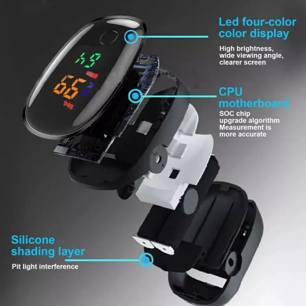 Fingertip Pulse Oximeter,OLED Display Oxygen Monitor Fingertip, Portable Blood Oxygen Saturation Monitor for Heart Rate and SpO2 Level,Black