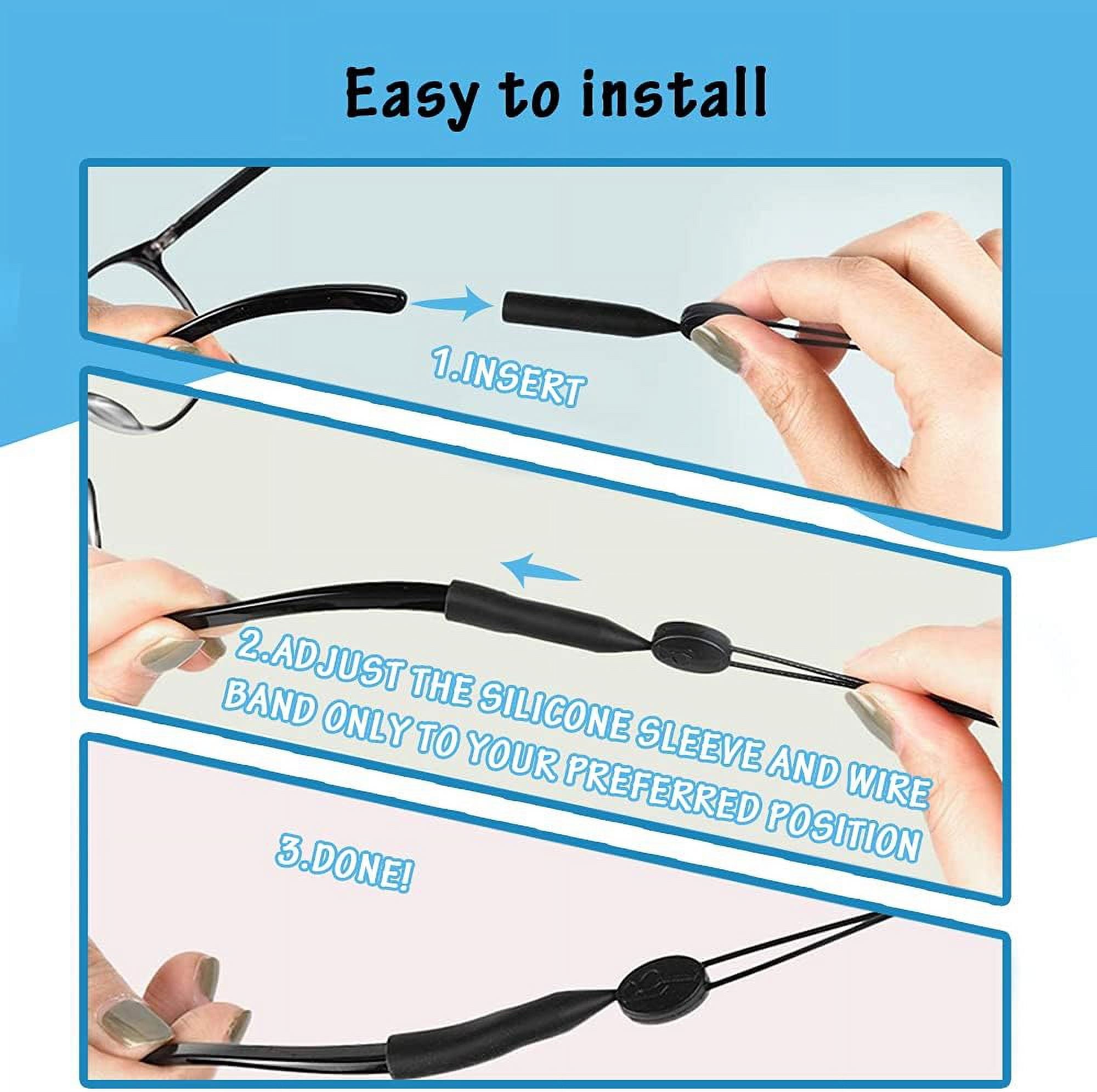 TIFOR 4 Pack Adjustable Glasses Strap, Durable Sunglass Strap, Waterproof Eyeglass Strap, Anti-Slip Glasses Holder Strap