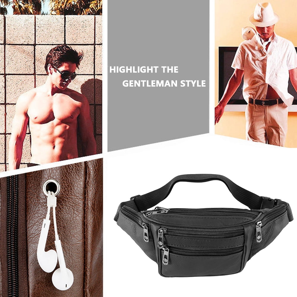 DISEN Genuine Leather Waist Fanny Pack Belt Bag Pouch Travel Hip Purse Men Women