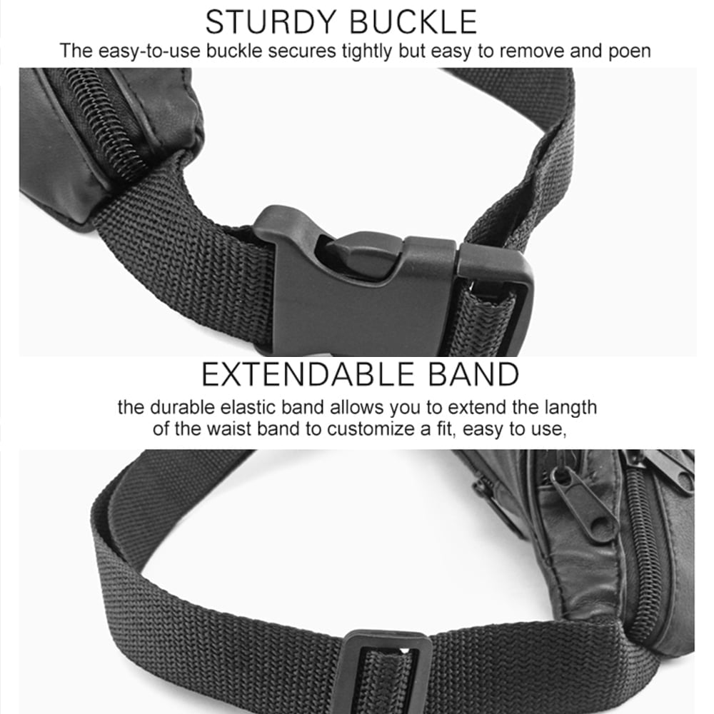 Leather Fanny Pack,Fashionable Multi-Pockets Waist Belt Bag for Travel Sports Hiking Cycling Fishing Running