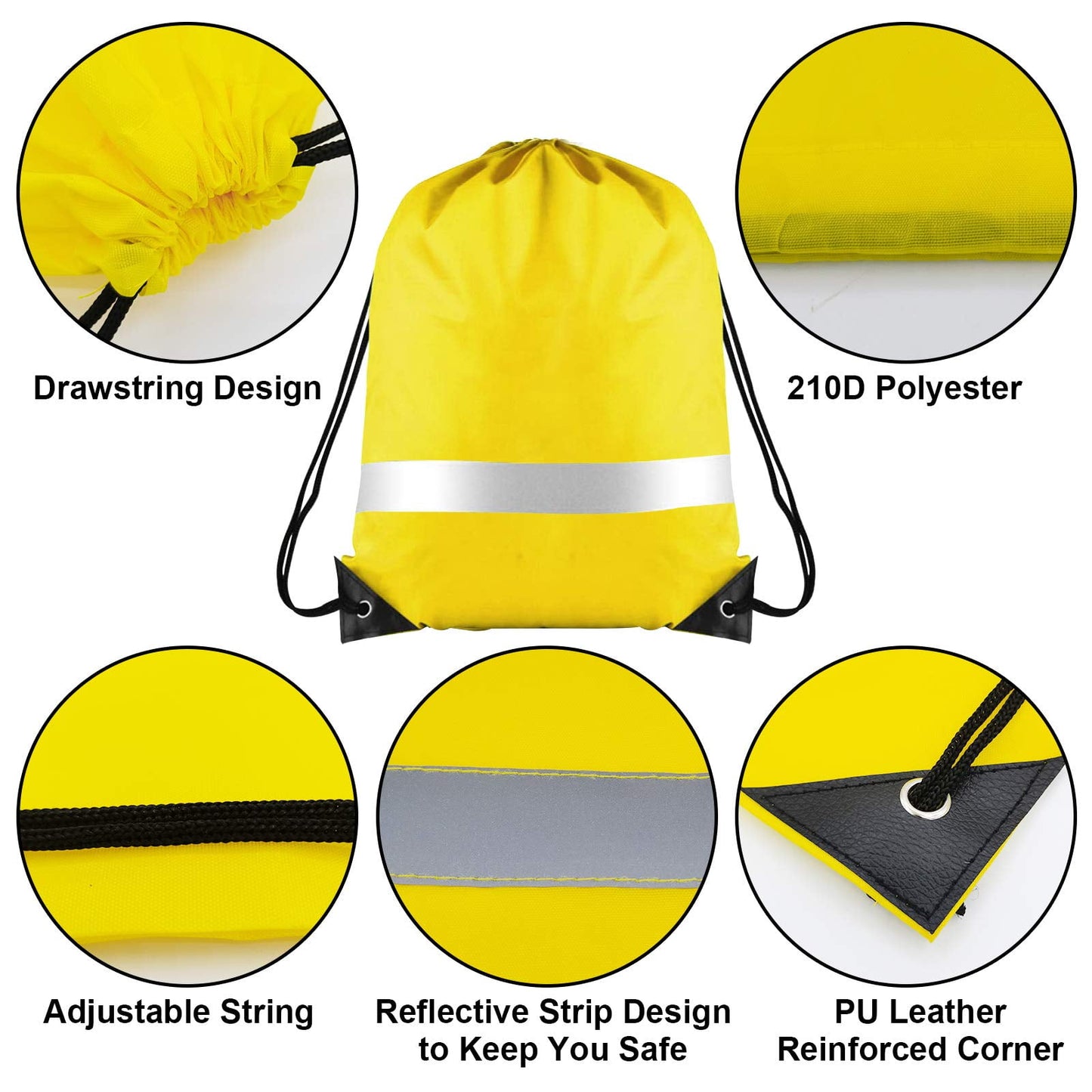 20 PCS Drawstring Backpack Bulk with Reflective Strips, KIMHY Gym Drawstring bags for Outdoor, Camping, Hiking, Travelling, Yuga, Sports, Party Bags, 20 Colors