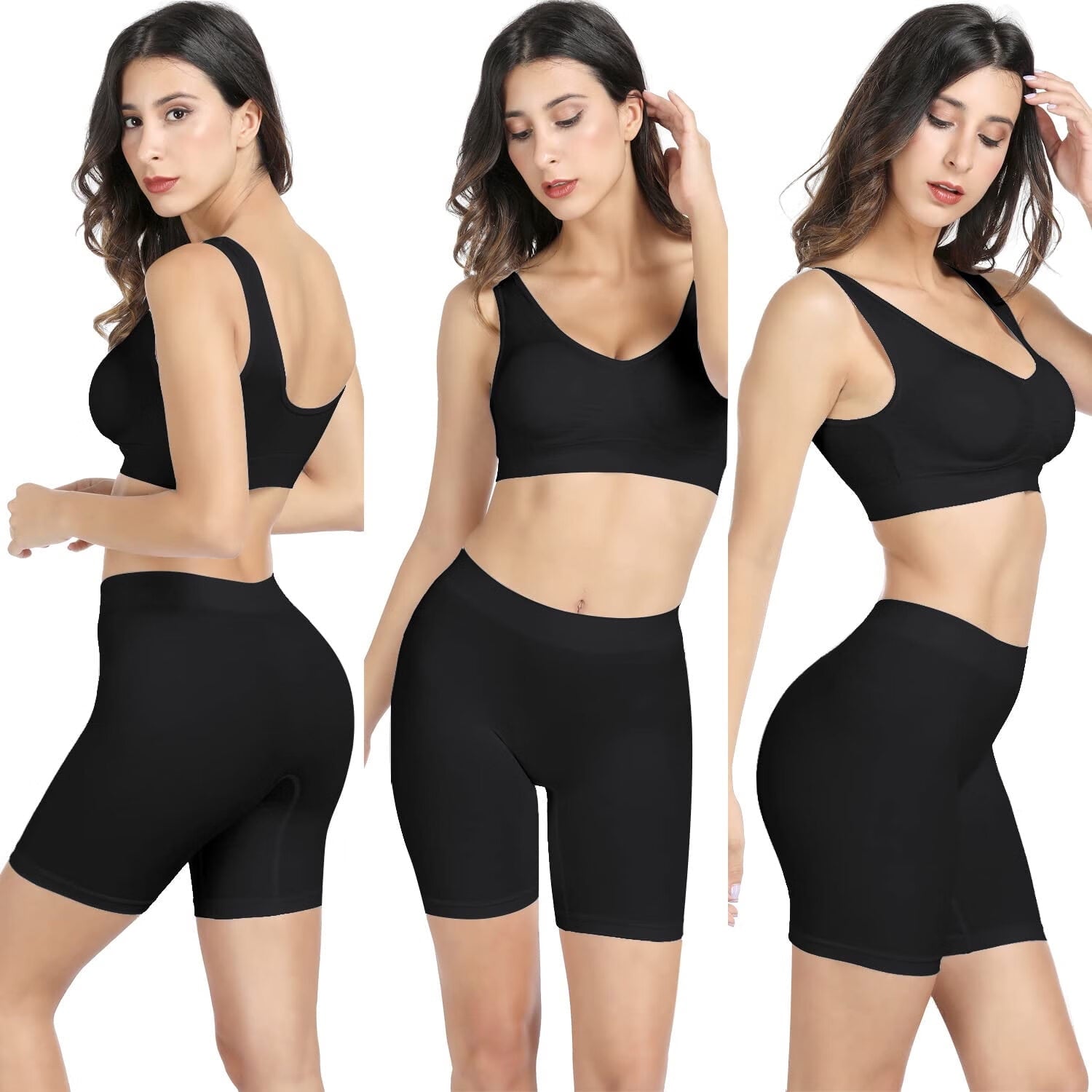 Slip Shorts Womens Comfortable Seamless Smooth Shapewear Slip Shorts for Under Dresses-Black