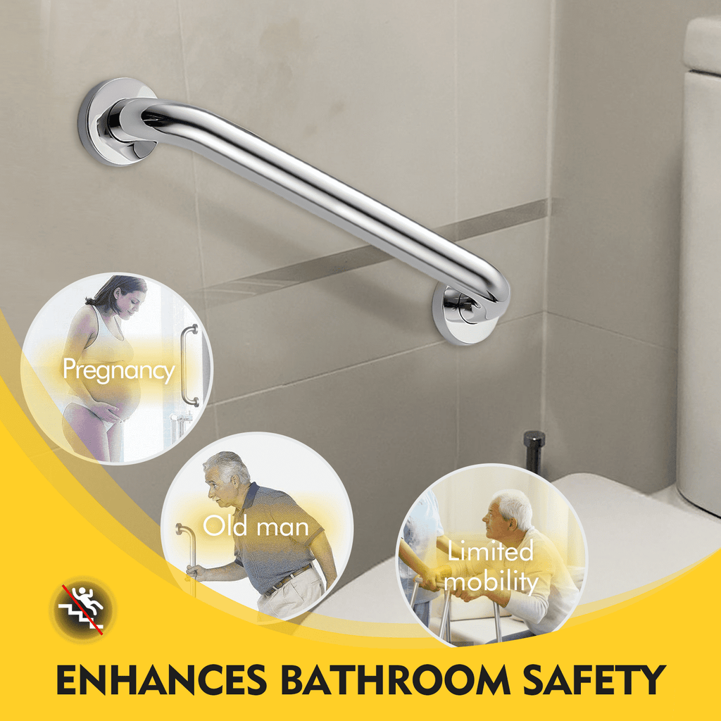 GYDEK 2 Pack 18 Inch Grab Bars for Bathtubs and Showers, Handicap Bathroom Safety Rail for Elderly, Anti Slip Shower Grab Bars Stainless Steel Shower Handle for Bathroom, Tub, Toilet, Bath (White)
