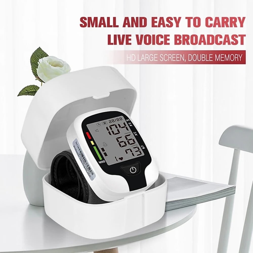 Talking Blood Pressure Monitor,Automatic Large LCD Display Adjustable Wrist Cuff,Electronic Rechargeable BP Monitors