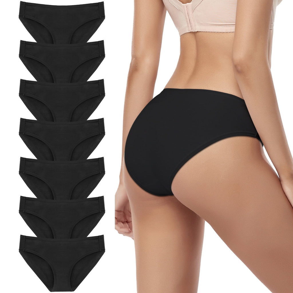 7-Pack Women's Cotton Brief Underwear, Hipster Girls Panties Low Waist Briefs