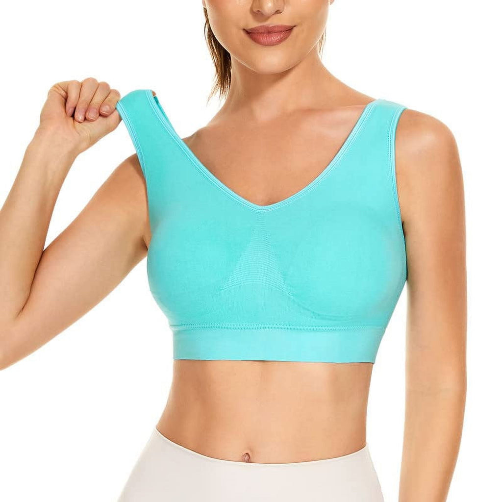 3 PackSports Bra for Women - Comfortable Sleep Bra Seamless Stretchy Workout Yoga Bra with Removable Pads