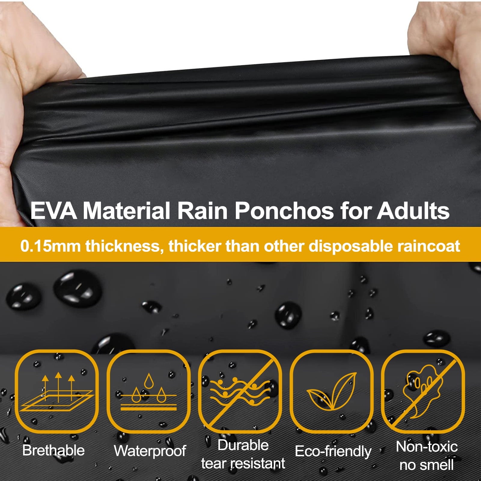 2 Pack Rain Ponchos for Adults, EVA Clear Raincoat Waterproof with Hood