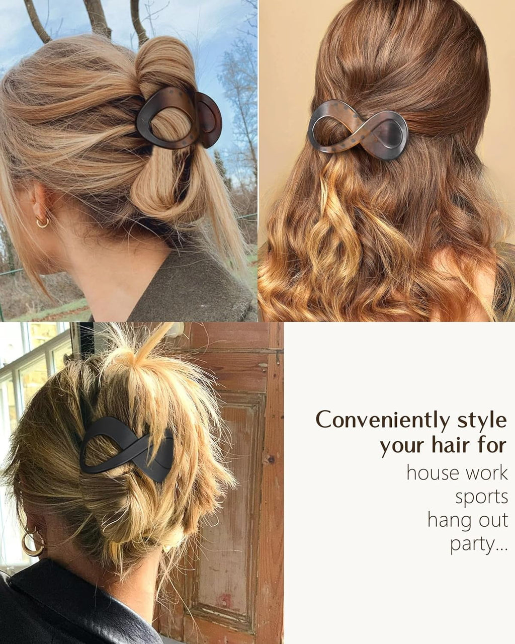 French Concord Hair Clip Flat Hair Clips for Women and Girls - Stylish Hair Clips for Thick Hair Hair Banana Barrettes for Styling Hair Accessories for Women (Pack of 2)