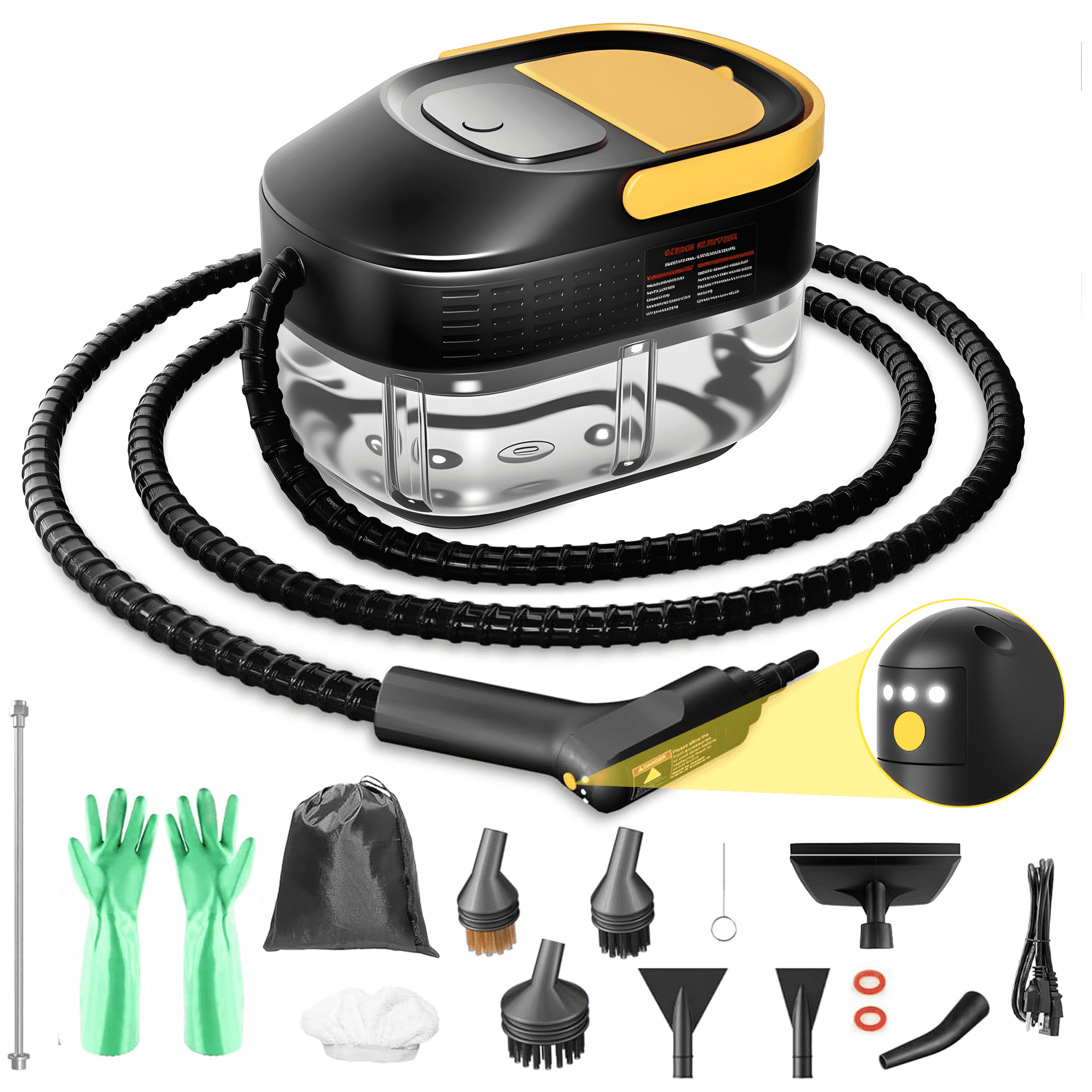 Powerful Steam Cleaner ¨C 15s Heat-Up 2500W Handheld Steamer with 3-Level Adjustable Handle 1.6L Tank & 16 Accessories ¨C Portable Steamer for Home, Car, Grease, Grout, Tile & Upholstery