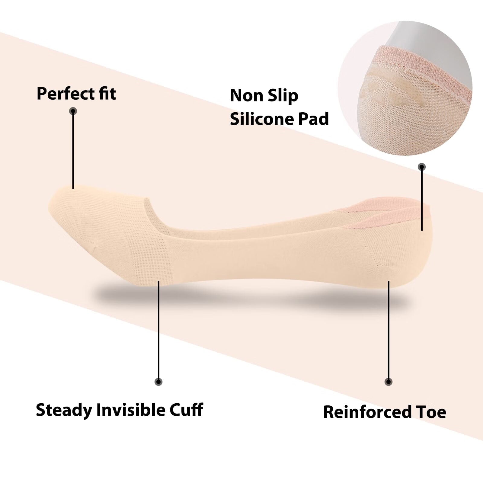 No Show Socks Women for Flats 6 to 18 Pairs Non Slip Invisible Ultra Low Cut Socks Shoe Size 5-8