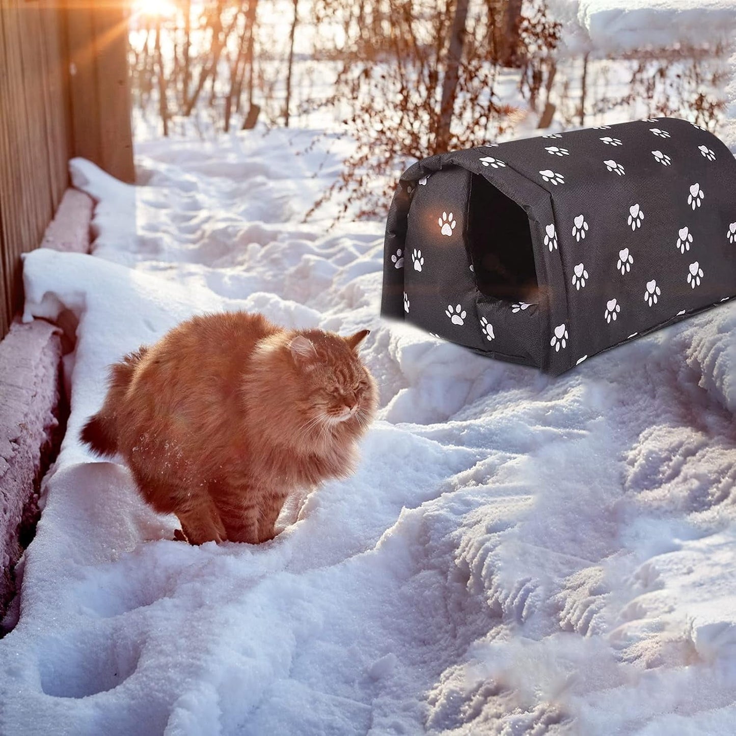 Feral Cat House Outdoor,Stray Warm Cats Shelter Weatherproof Outside Cat House Indoor Foldable,Outdoor Cat House for Winter