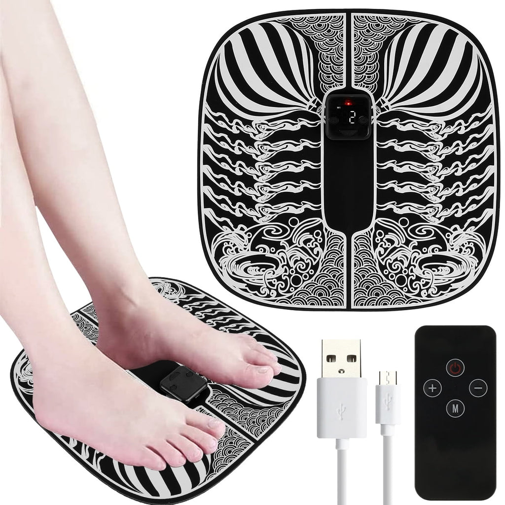 Foot Massager Mat Electric Foot Massager Pad EMS Feet Massager with 6 Massage Modes 19 Intensity Levels