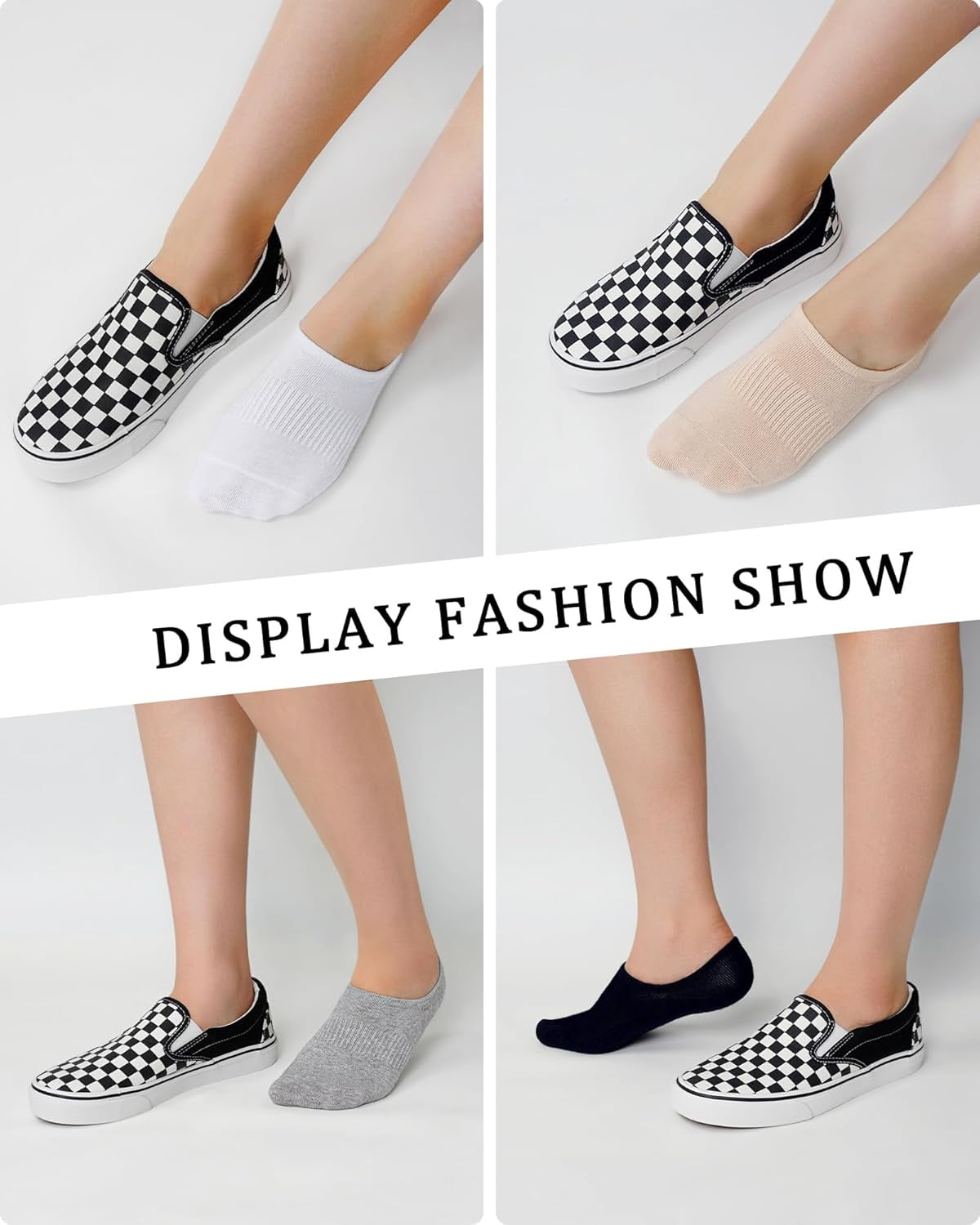 12 pairs of women's invisible socks, women's low-top socks with non-slip cotton lining socks (5-8)