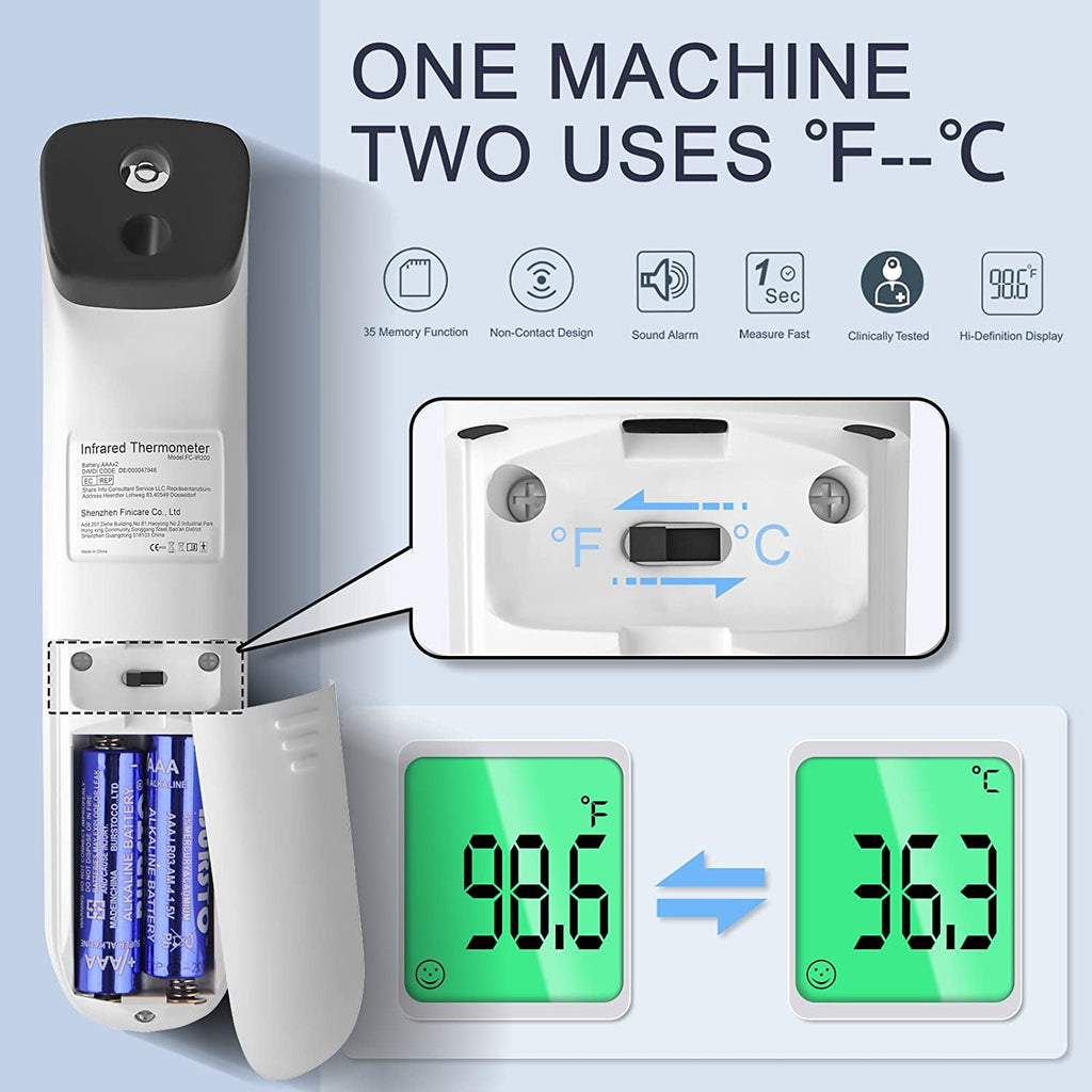 Digital Non-Contact Infrared Forehead Thermometer, White