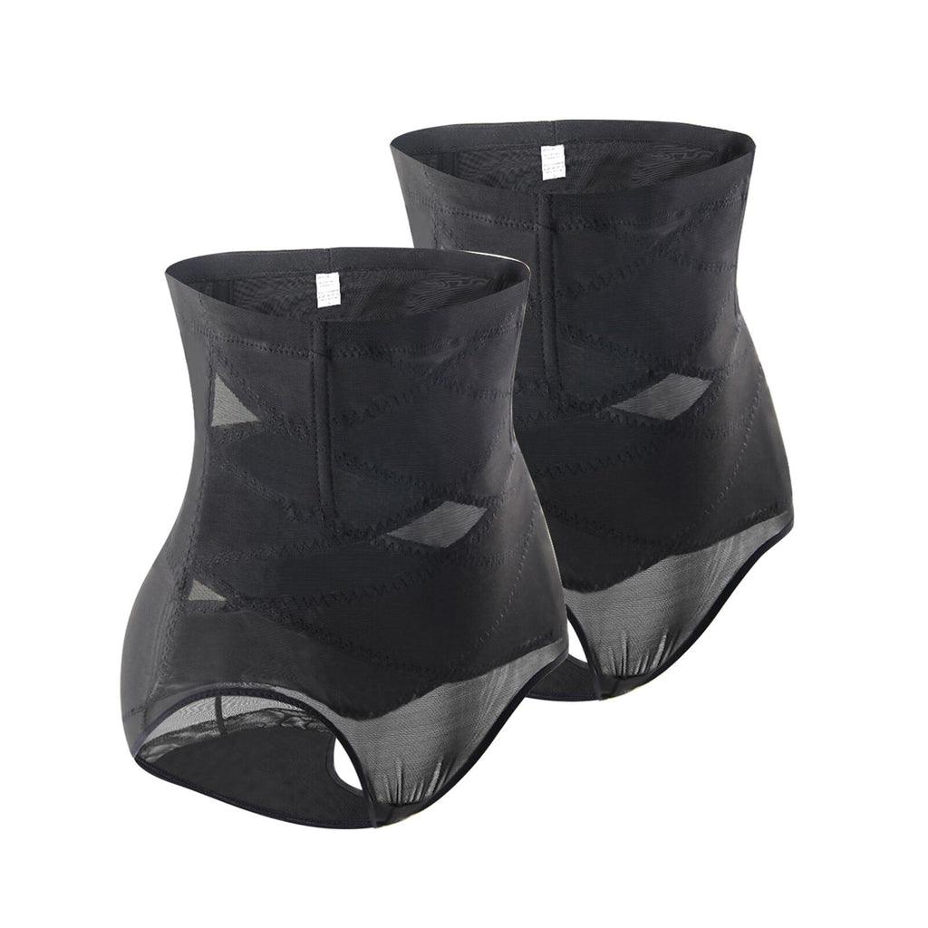 Double Tummy Control Panty Waist Trainer Body Shaper,High Waisted Shapewear for Women,2 PC Black,XXL