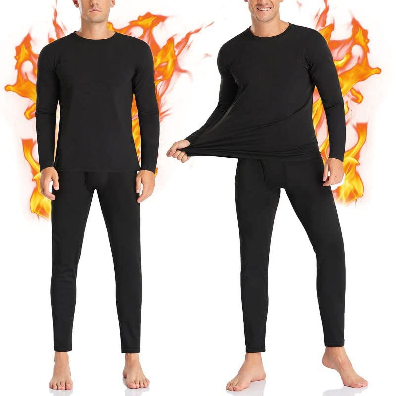 Men's Winter Thermal Top and Bottom with Fleece Lined Base Layer Set Top