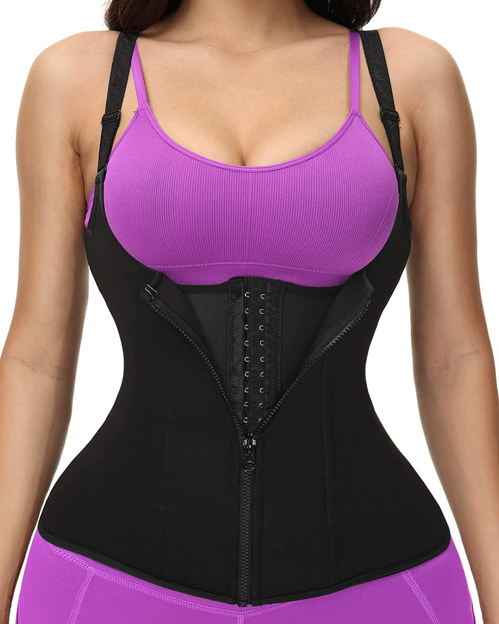 Corset Waist Trainer Vest for Women Weight Loss ,Tummy Control Sport Workout Body Shaper Black with Zipper & Straps for Men,Black,4XL
