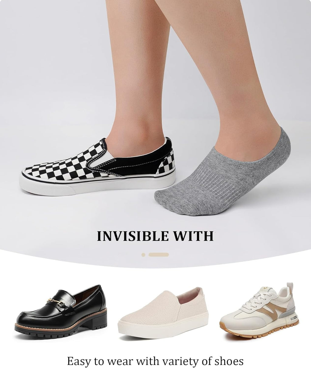 12 pairs of women's invisible socks, women's low-top socks with non-slip cotton lining socks (5-8)