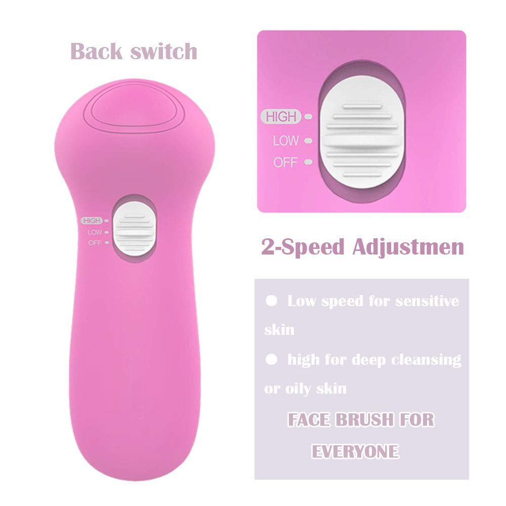 1 Set 5 in 1 Facial Cleansing Brush Face Scrubber with 5 Heads Electric Gentle exfoliating for Spin Cleanser Device,Massaging and Deep Cleansing Women & Men Blue(Pink)