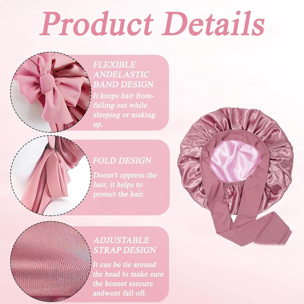 Satin Bonnet for Women,Bonnet for Sleeping,Sleep Cap Hair Bonnet with Elastic Tie Band for Curly Hair Night Cap