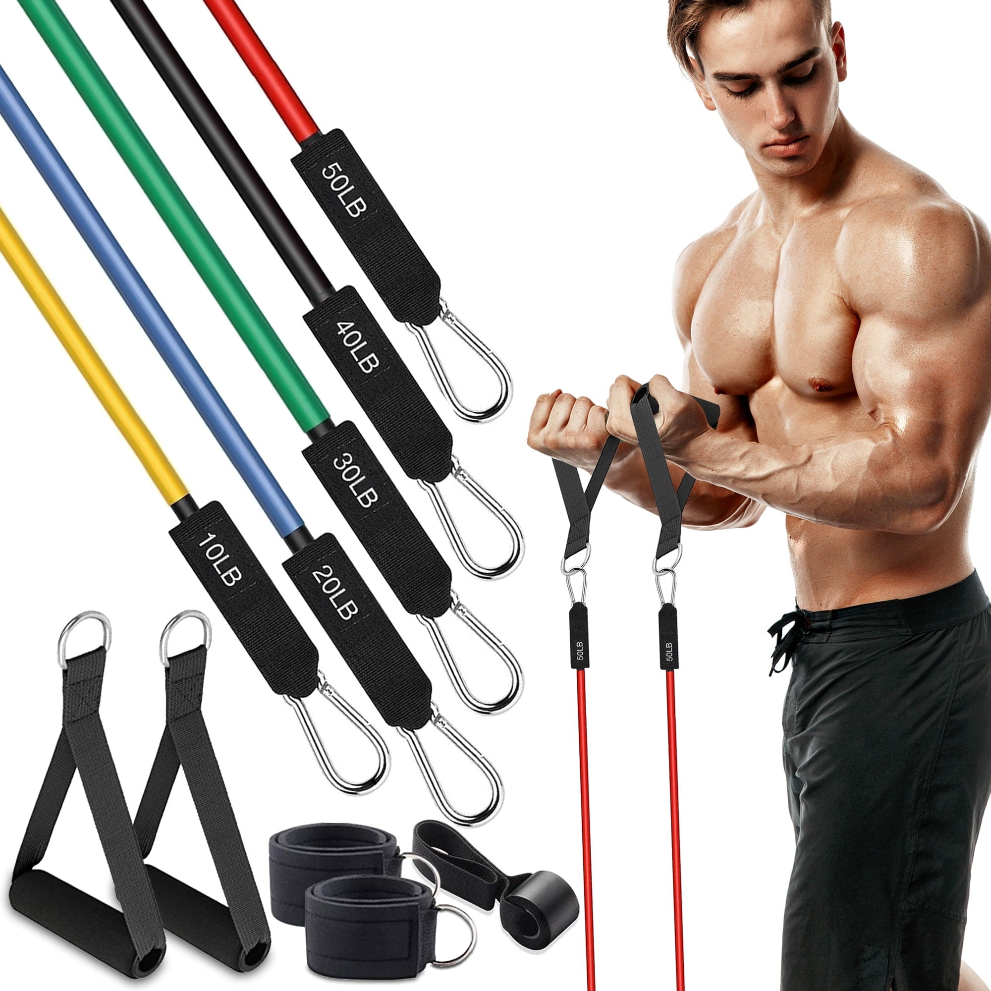 Exercise Resistance Band Set with Handles - 11 Piece