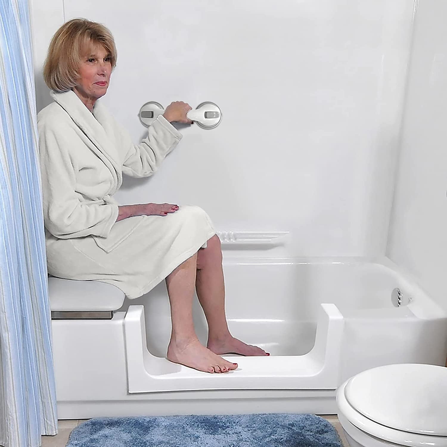 Grab Bars for Shower Heavy-Duty (2Pack)12-Inch 350lbs Shower Grab Bar for Seniors Shower Handles for Elderly Suction Handicap Safety Handrail for Bathroom Bathtubs Toilet Tiles Glass