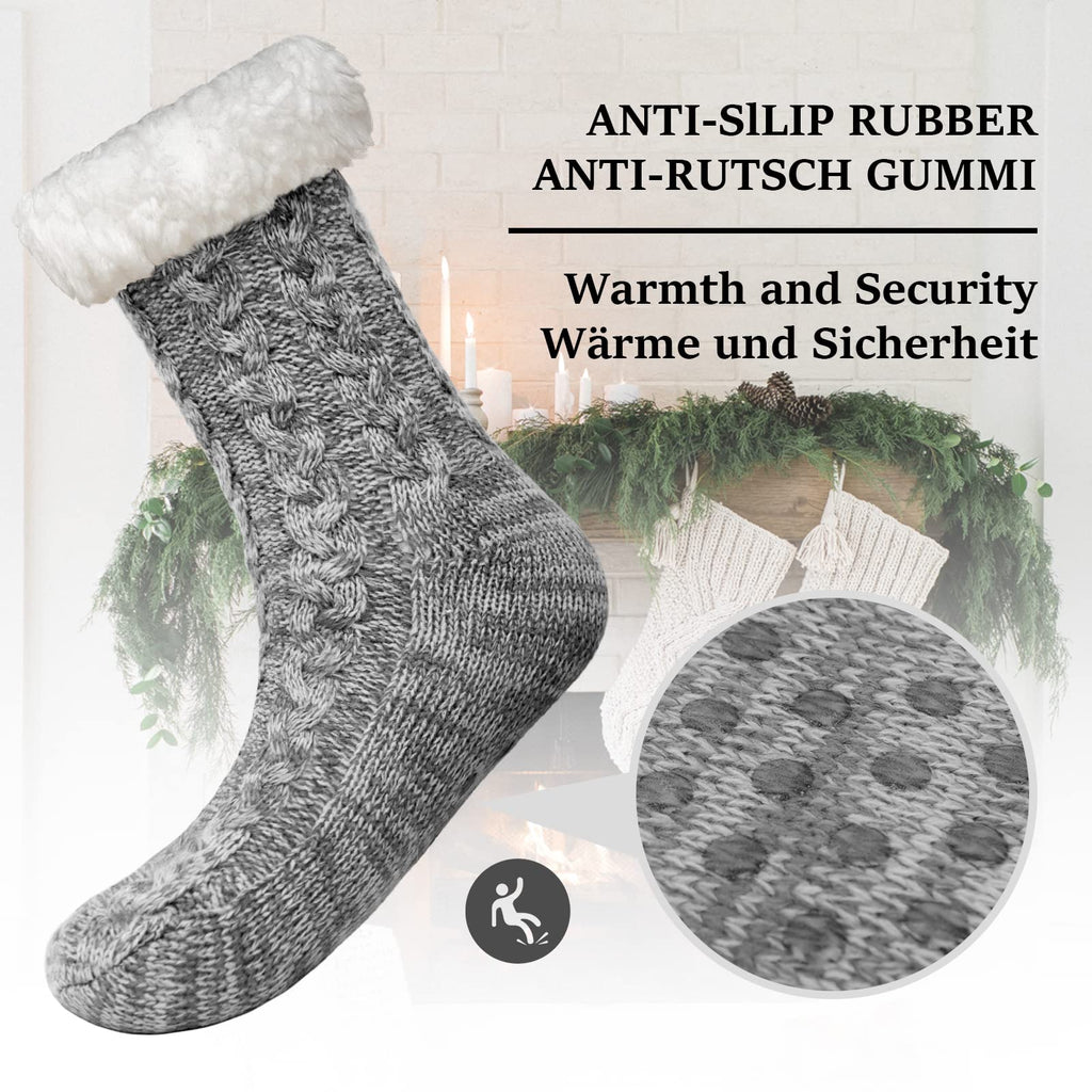 Men Slipper Fuzzy Grip Socks Fluffy Cozy Cabin Warm Winter Soft Thick Comfy Fleece Non Slip Home Socks