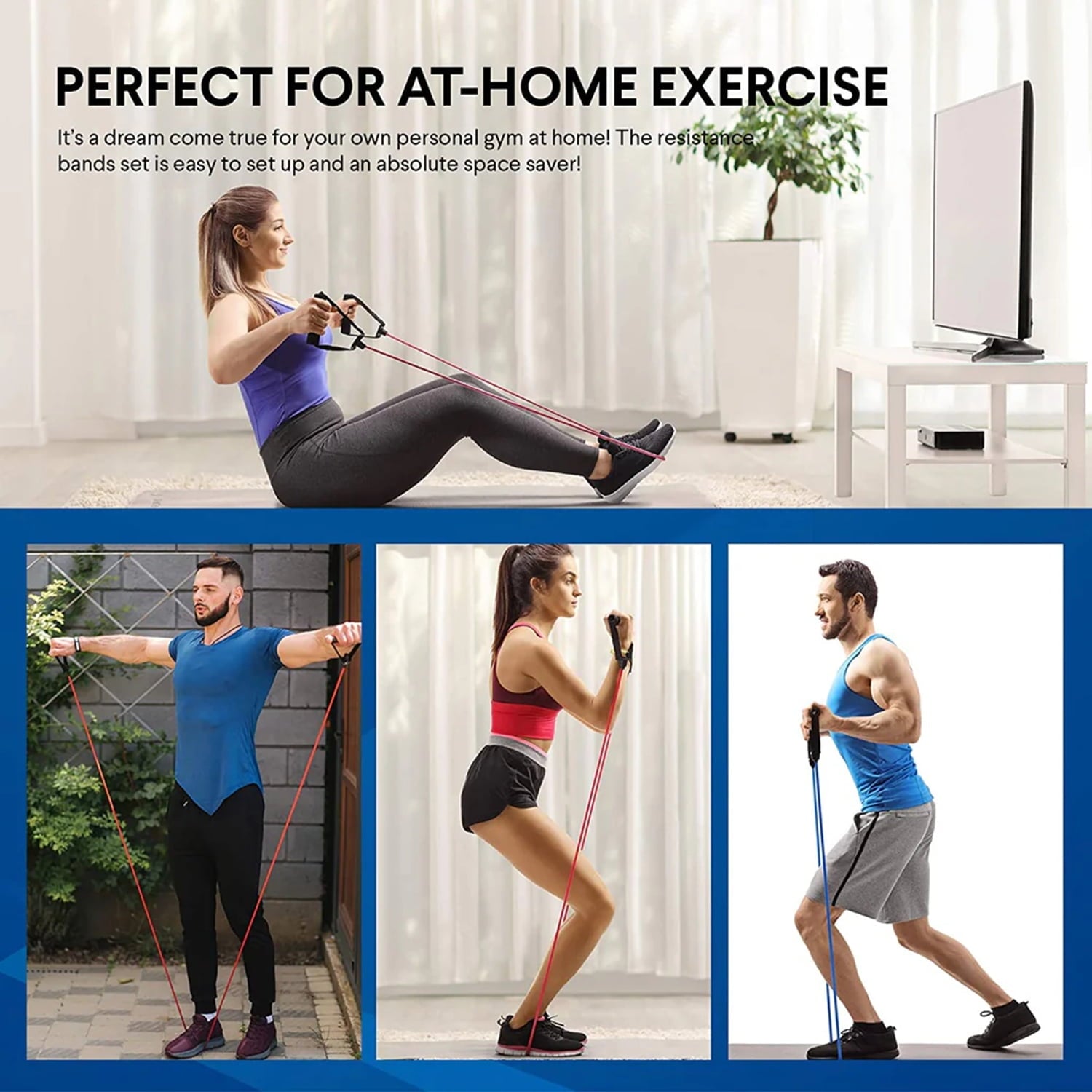 Resistance Exercise Workout Bands for Working Out with Handles for Strength Training Equipment