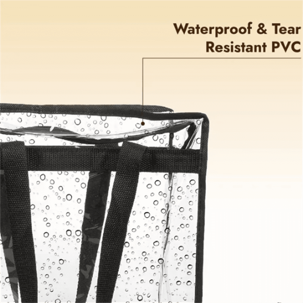 2 Pack Clear Stadium Approved Tote Bags, 12x6x12 Large Transparent Totes with Zippers, Handles for Concerts, Sporting Events, Music Festivals, Work, School, Gym